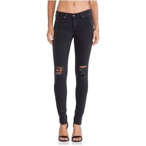 rag & bone • skinny distressed jeans • soft rock w holes faded black denim • 26